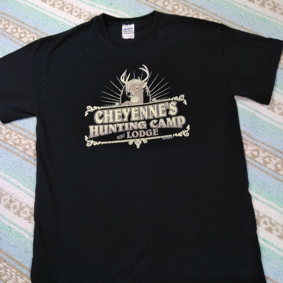 CHEYENNES HUNTING CAMP GRAPHIC TEE SHIRT BLACK MED - Picture 13 of 15